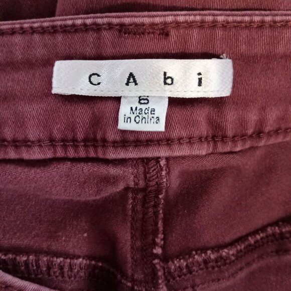 CAbi Skinny Ankle Jeans Bordeaux Burgundy Size 6 Stretch Denim Great Cond - Picture 3 of 6